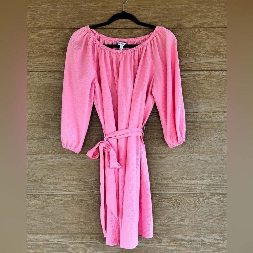 Elizabeth and James Pink Off-Shoulder/Strapless Tie Waist Dress Sz S